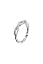 Stax Chain Link Ring, 18k White Gold & Diamonds